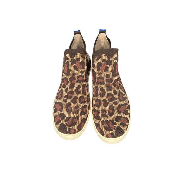 Rothy's Chelsea Boots Brown Wildcat Leopard Print Casual Pull On Shoes Size 12 - Picture 2 of 9